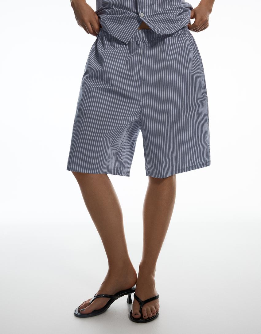 ARIES X BERSHKA relaxed fit bermuda-Koyu gri