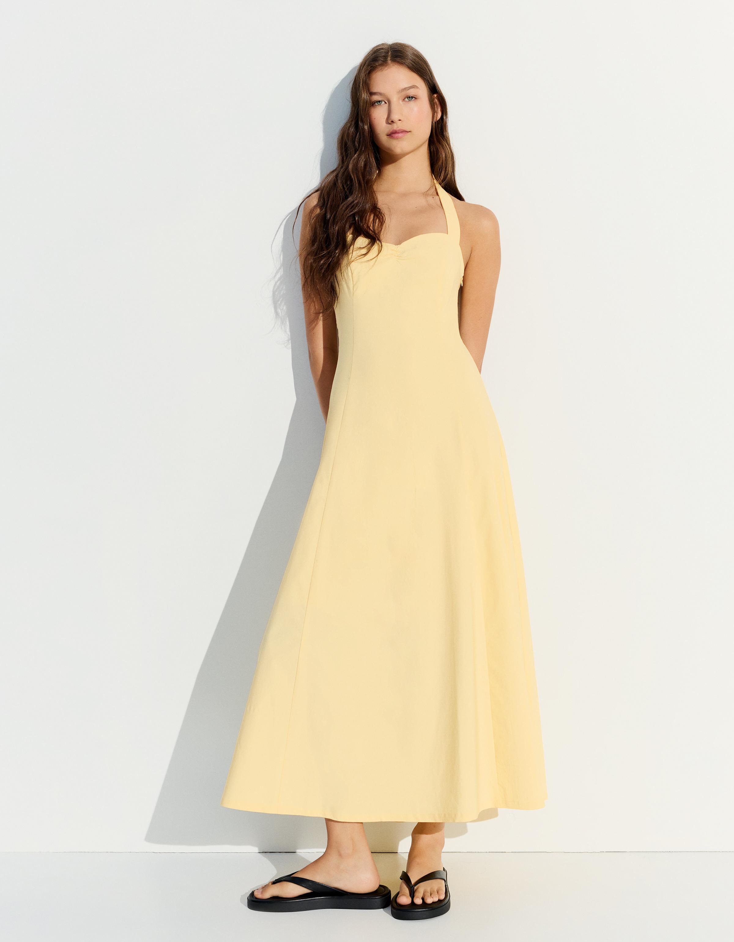 Halterneck midi dress — Yellow