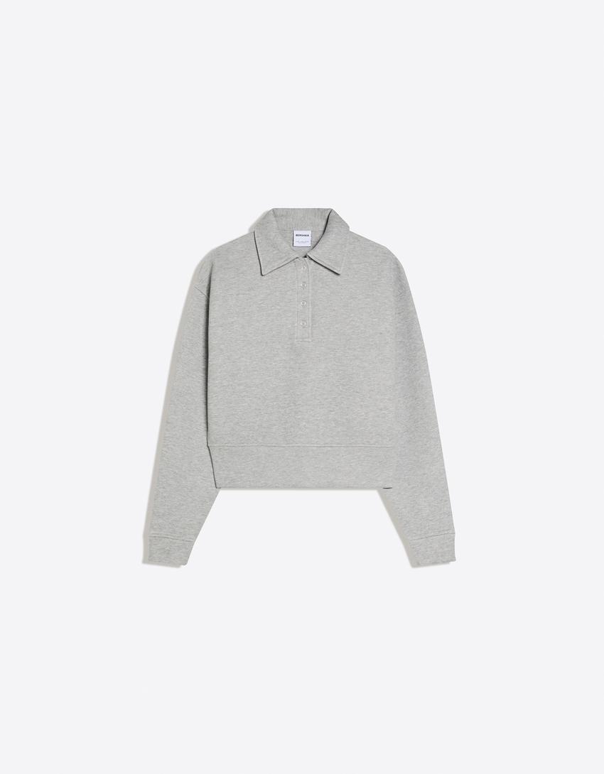 Polo manga larga fajín-Gris