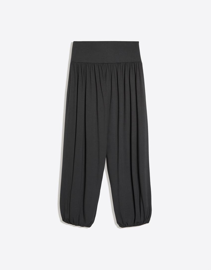 Pantalon balloon à ceinture-Gris