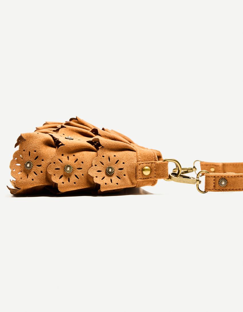 Sac suédine franges-Camel-1