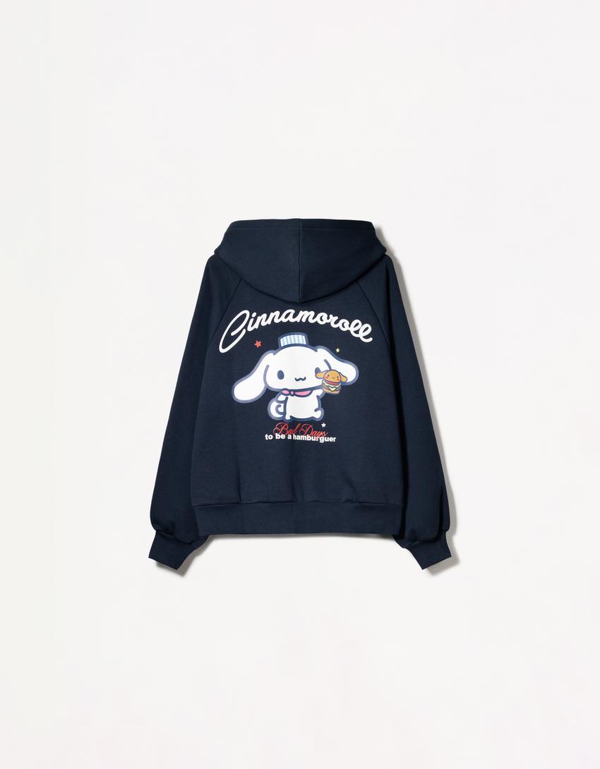 Cinnamoroll zip-up hoodie-Navy-4
