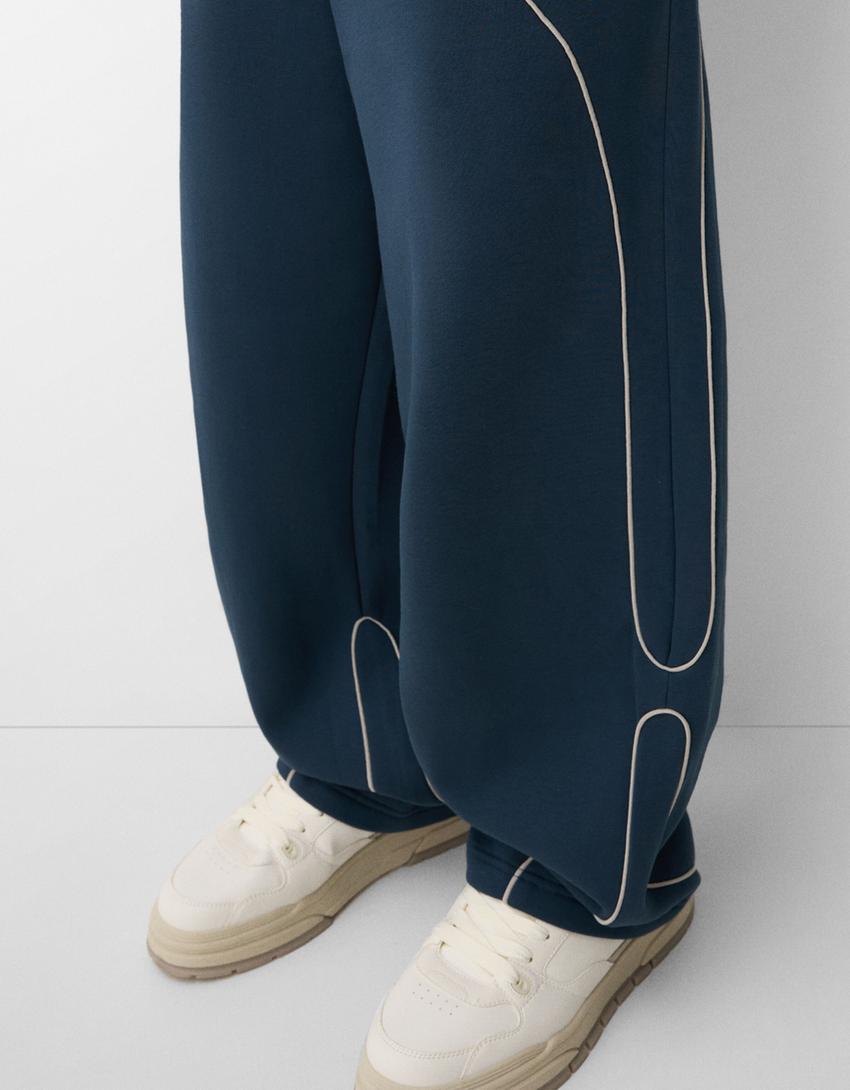 Ensemble sweat et pantalon molleton-Marine-4