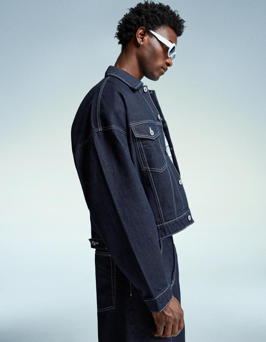 Denim trucker jacket-Navy-2