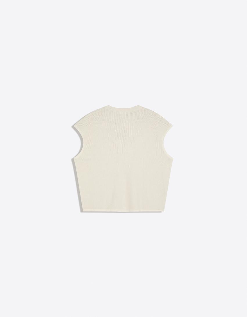 T-Shirt mit Workwear-Patch-Beige