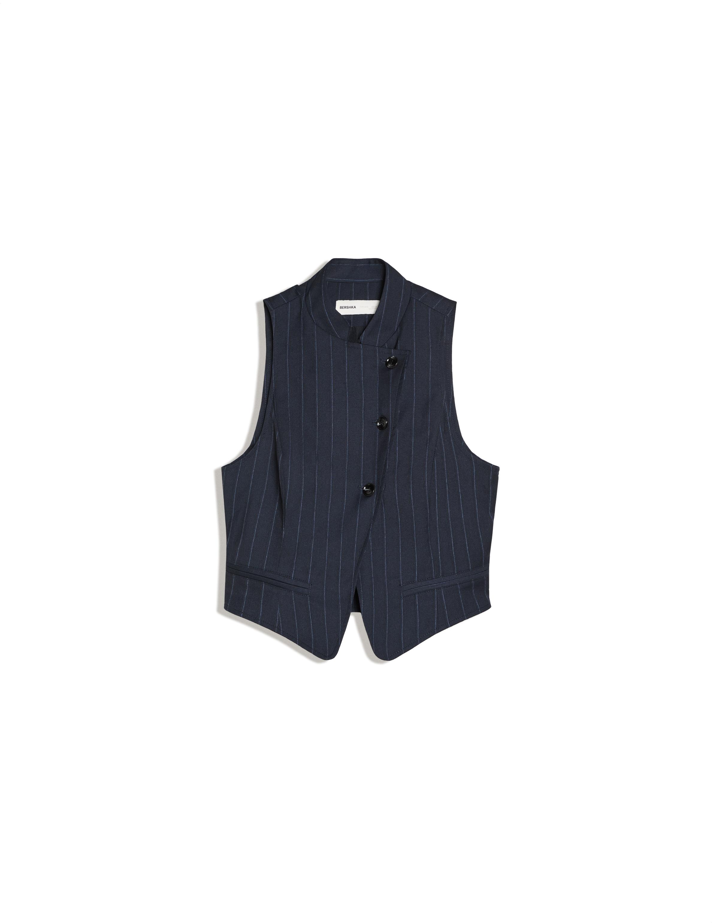 Buttoned crossover vest — Navy
