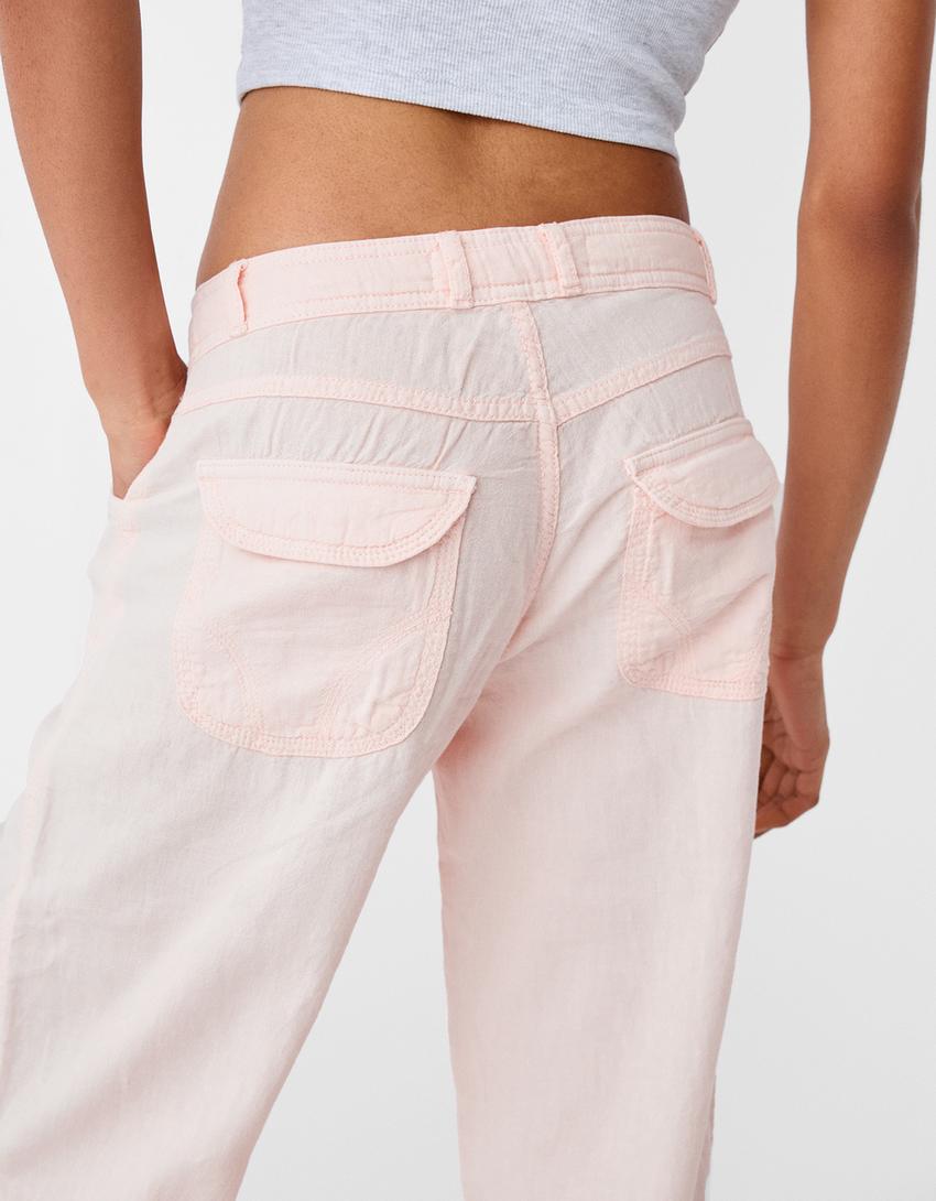 Pantalon fluide rustique-Rose-3