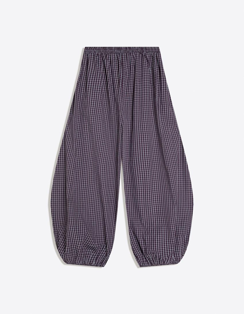 Pantalon bloomer popeline-Grenat