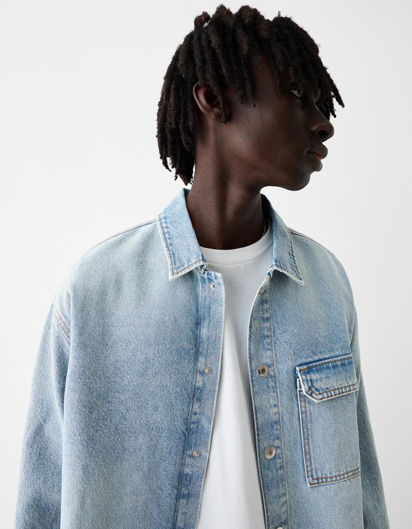 Camisa denim cropped-Azul lavado-2