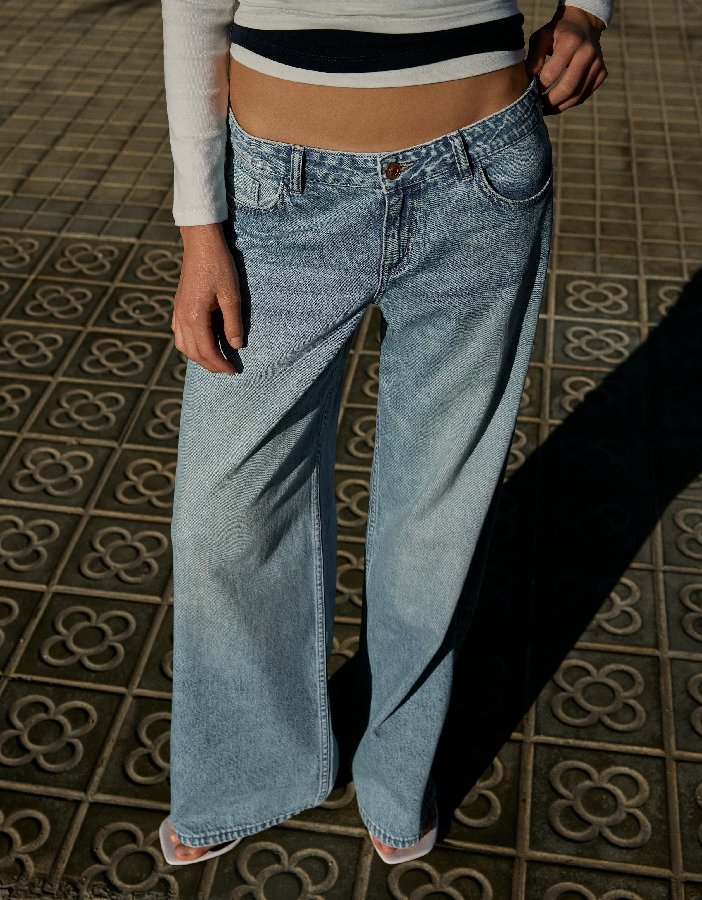 Bershka Düşük bel geniş paça jean