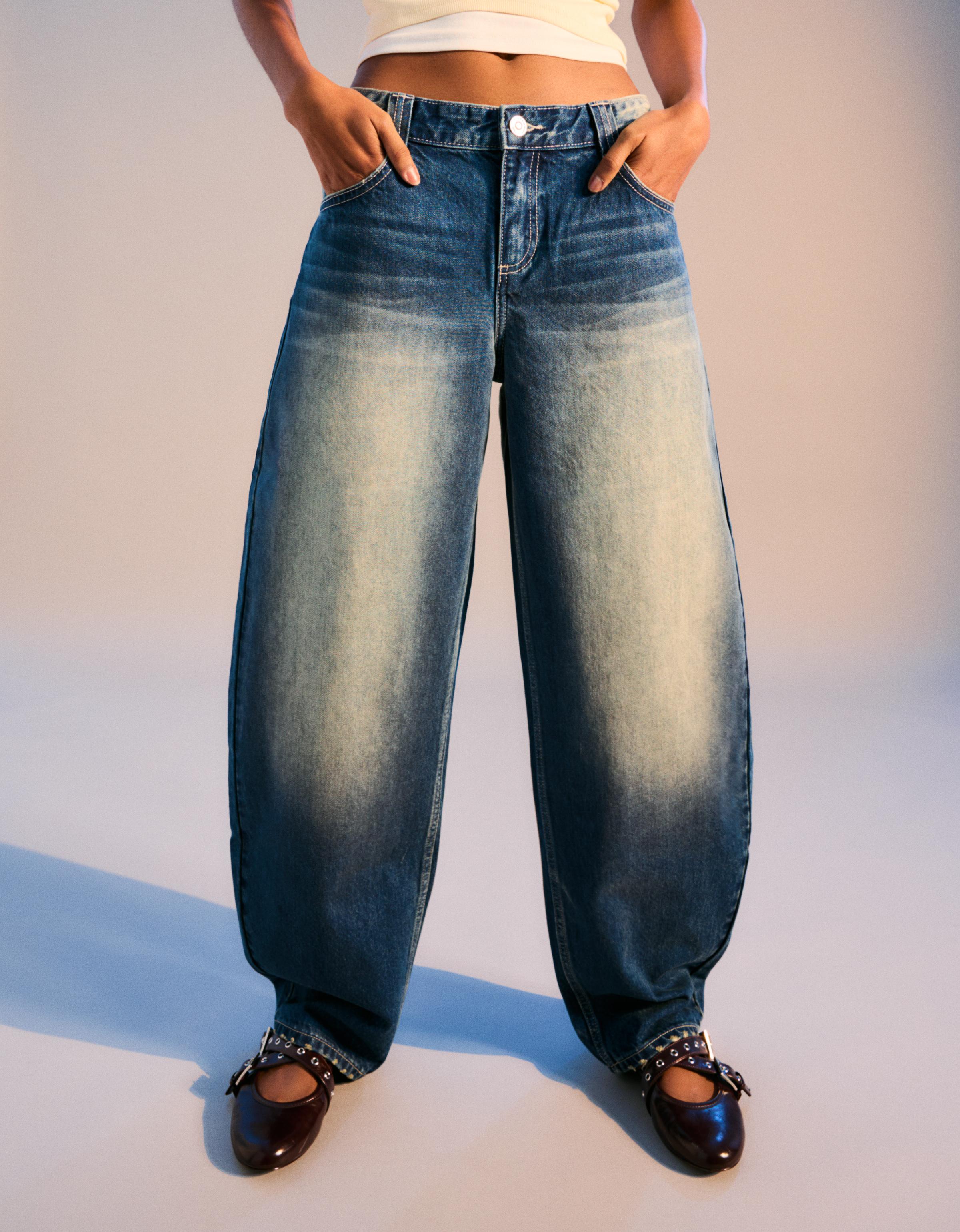 【美品】 DU JOUR BARREL BAGGY JEAN 36 GYUJNB Barrel Jeans Women Mid Rise Barrel Leg Pants, Wide