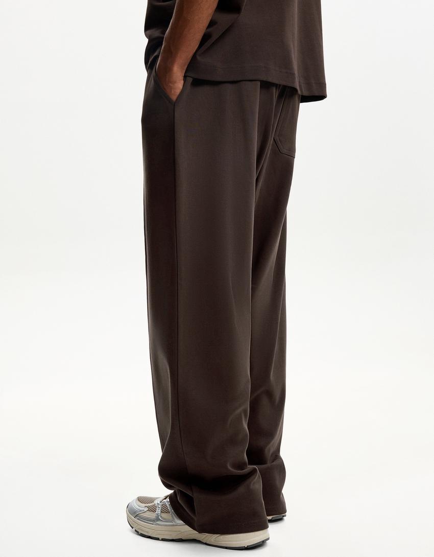 Wide-leg trousers-Brown-2