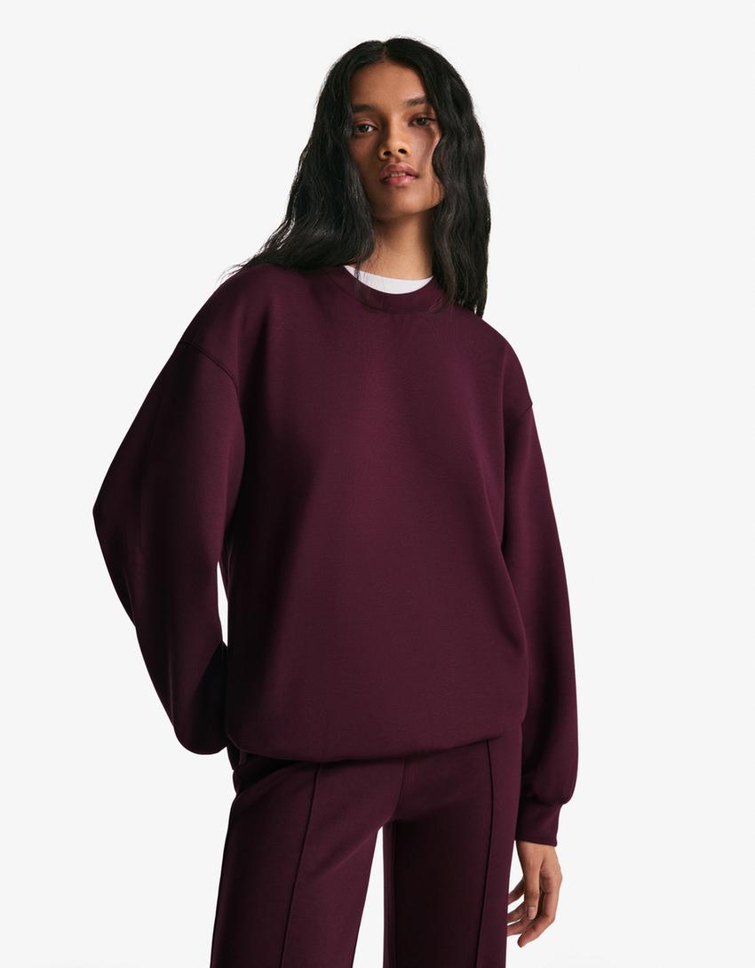 Sweat oversize doux avec modal-Grenat