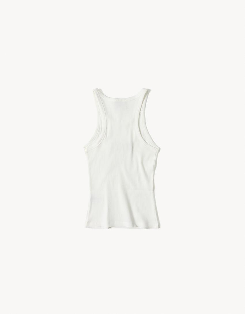 ARIES X BERSHKA baskılı askılı top-Beyaz