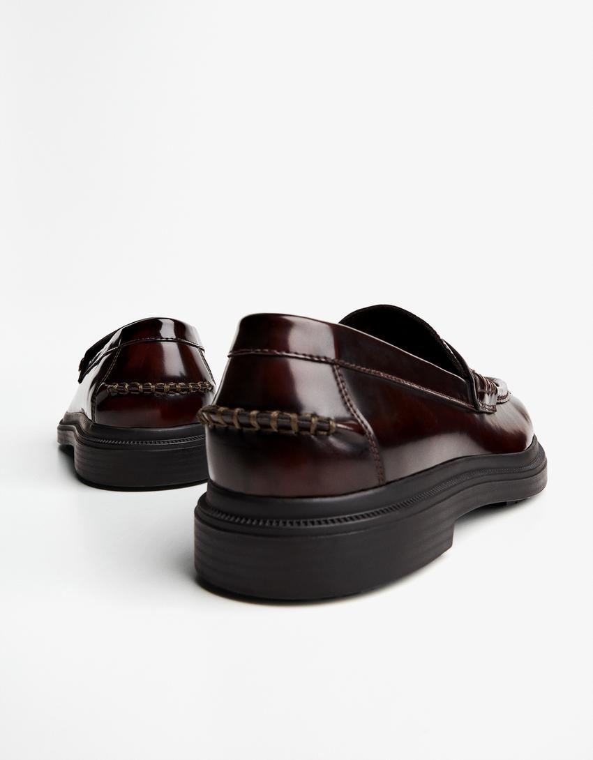Mokassin mit Loafer-Detail-Granatrot