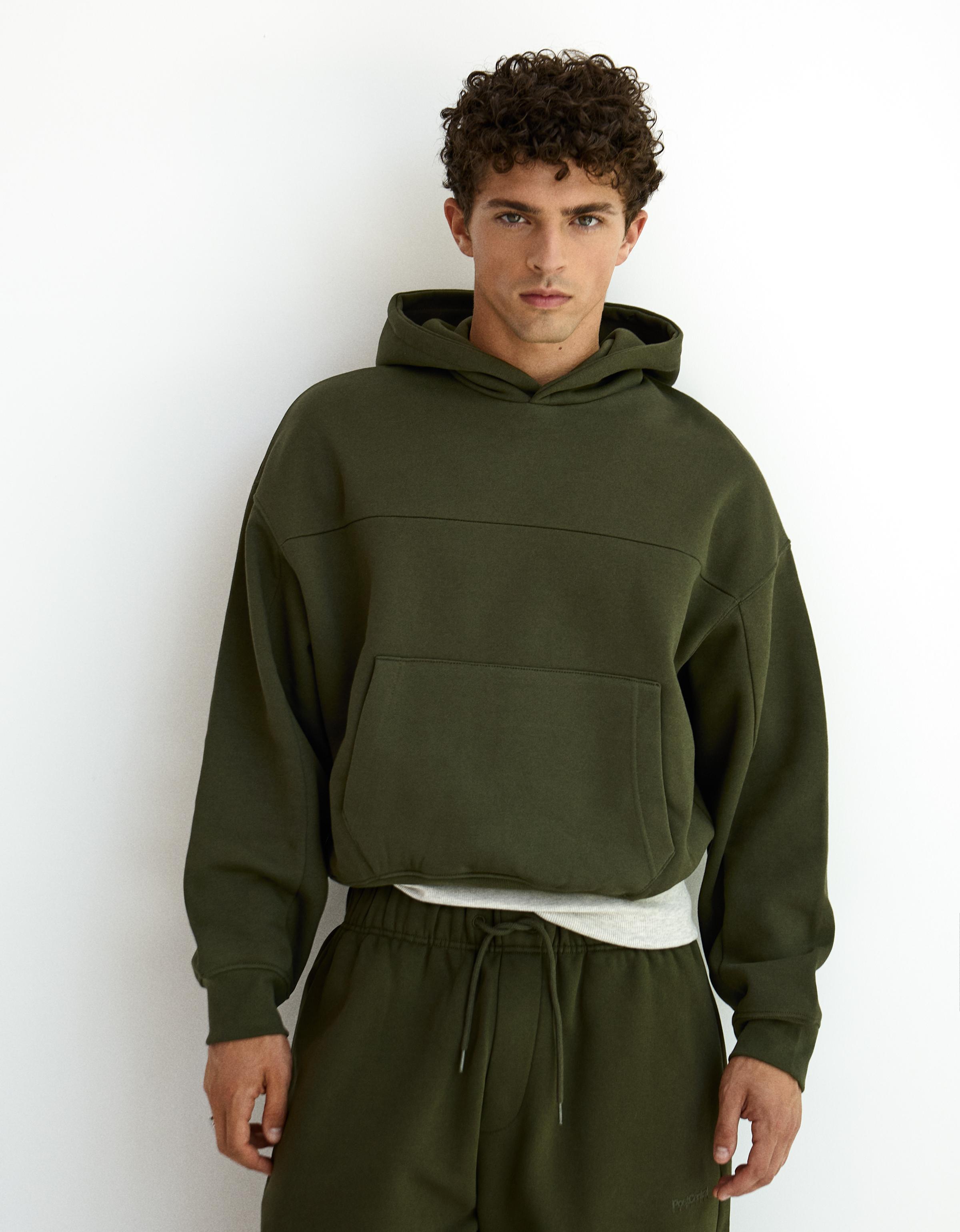 Bershka Sudadera Capucha Hombre Verde