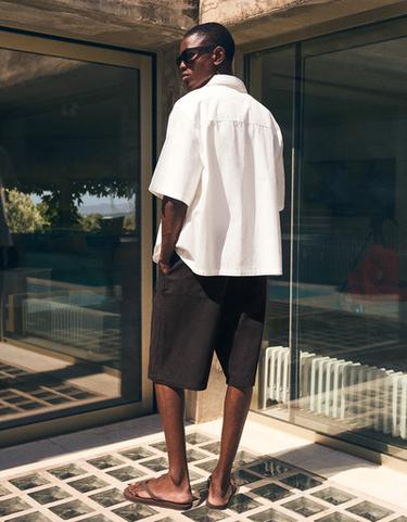 Super baggy linen Bermuda shorts — Black 2