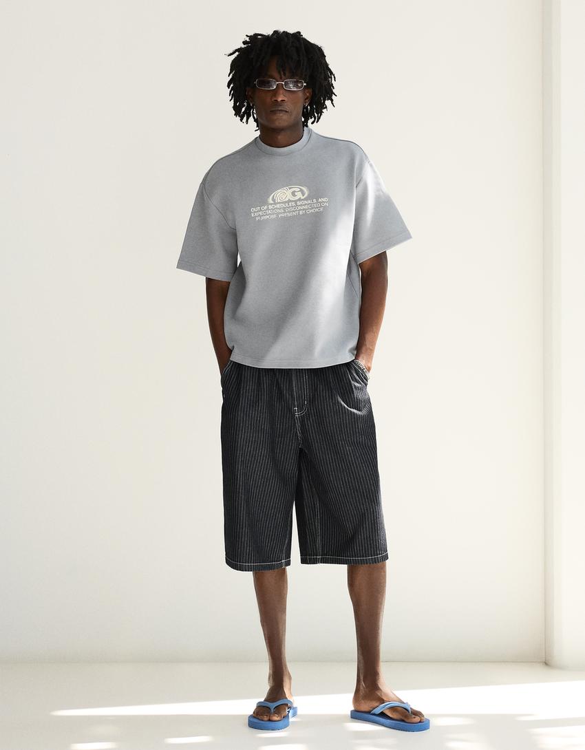 Relaxed print T-shirt-Grey