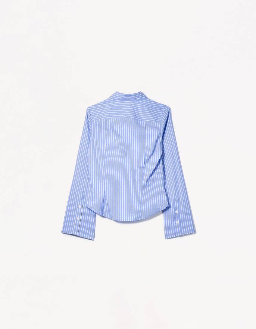 Fitted shirt with flared sleeves-Blue