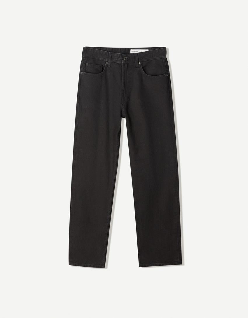 Straight fit jeans-Zwart