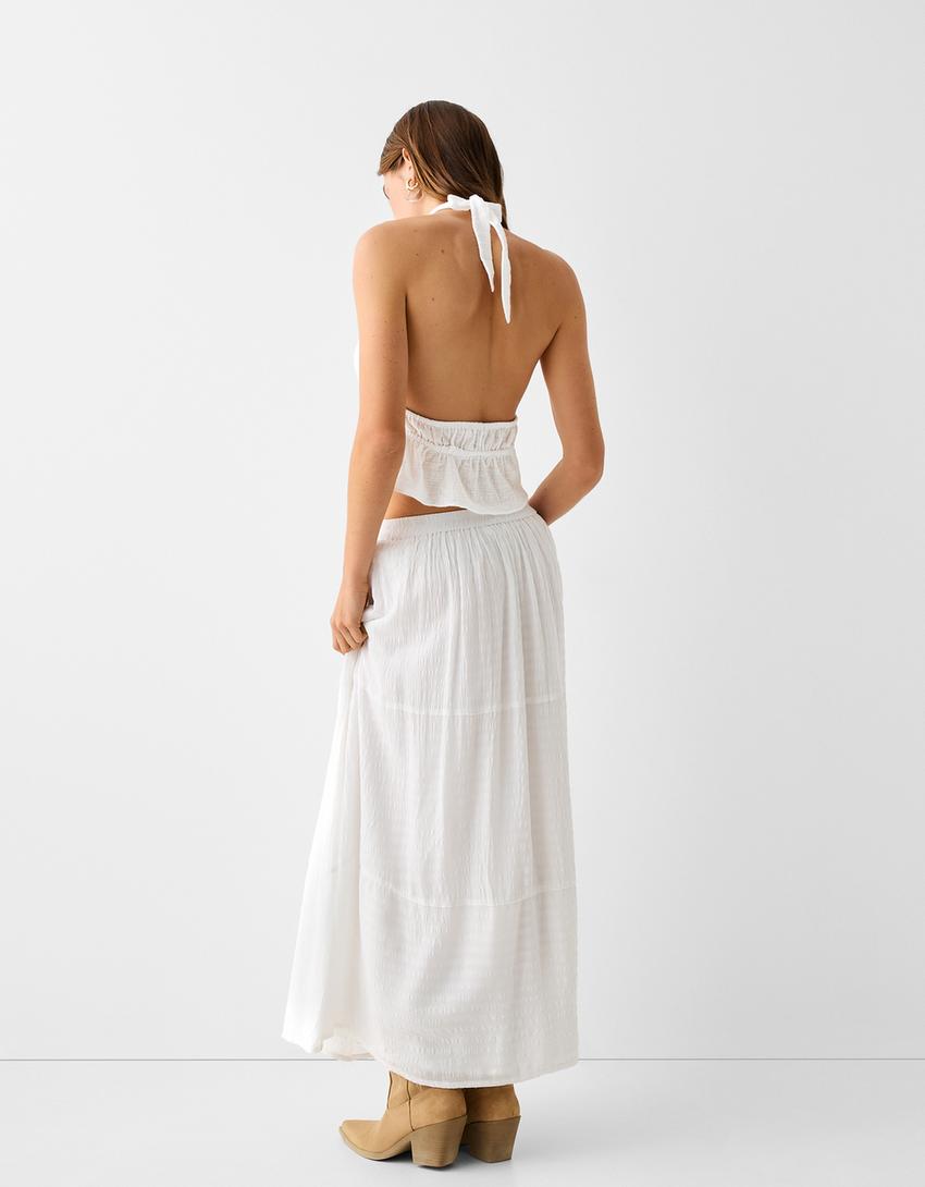 توب شيفون برقبة هالتر-أبيض-1