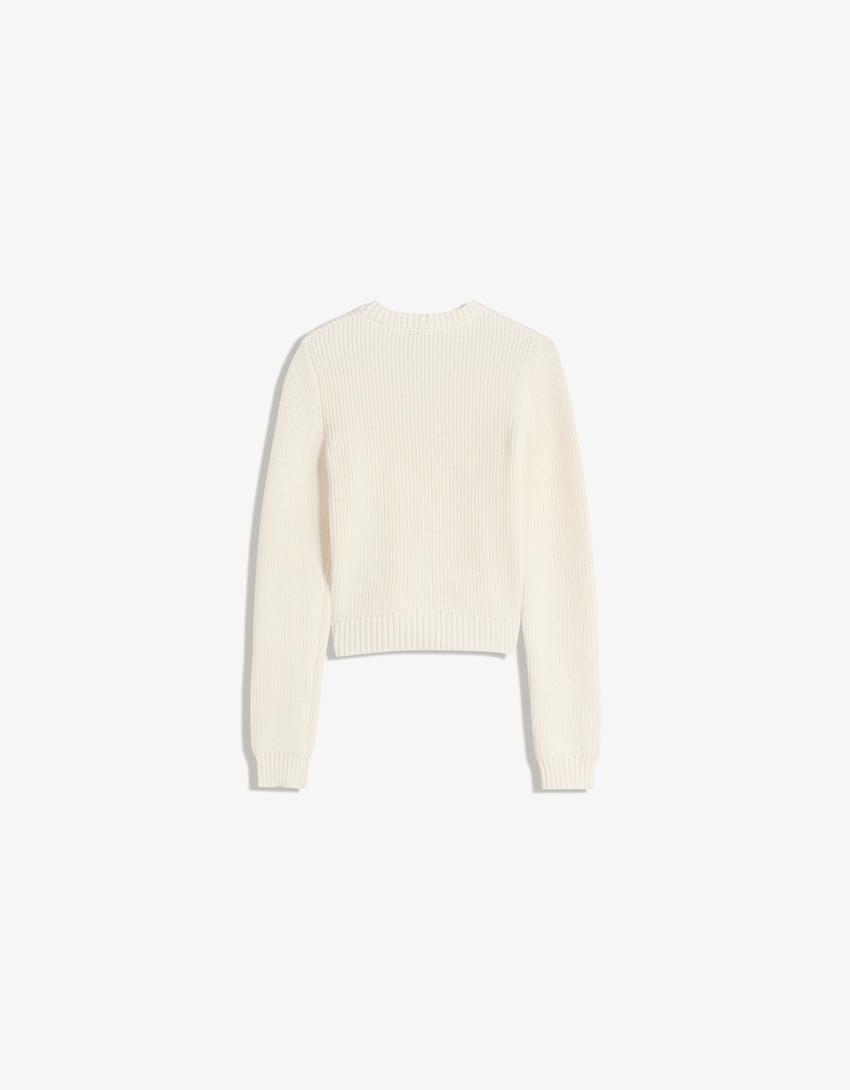 Sweater decote redondo-Cru