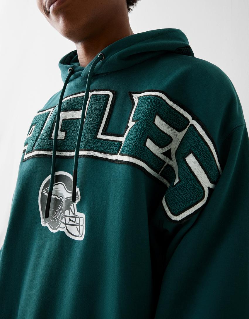 Суитшърт с качулка, апликация и щампа NFL-Зелено-2