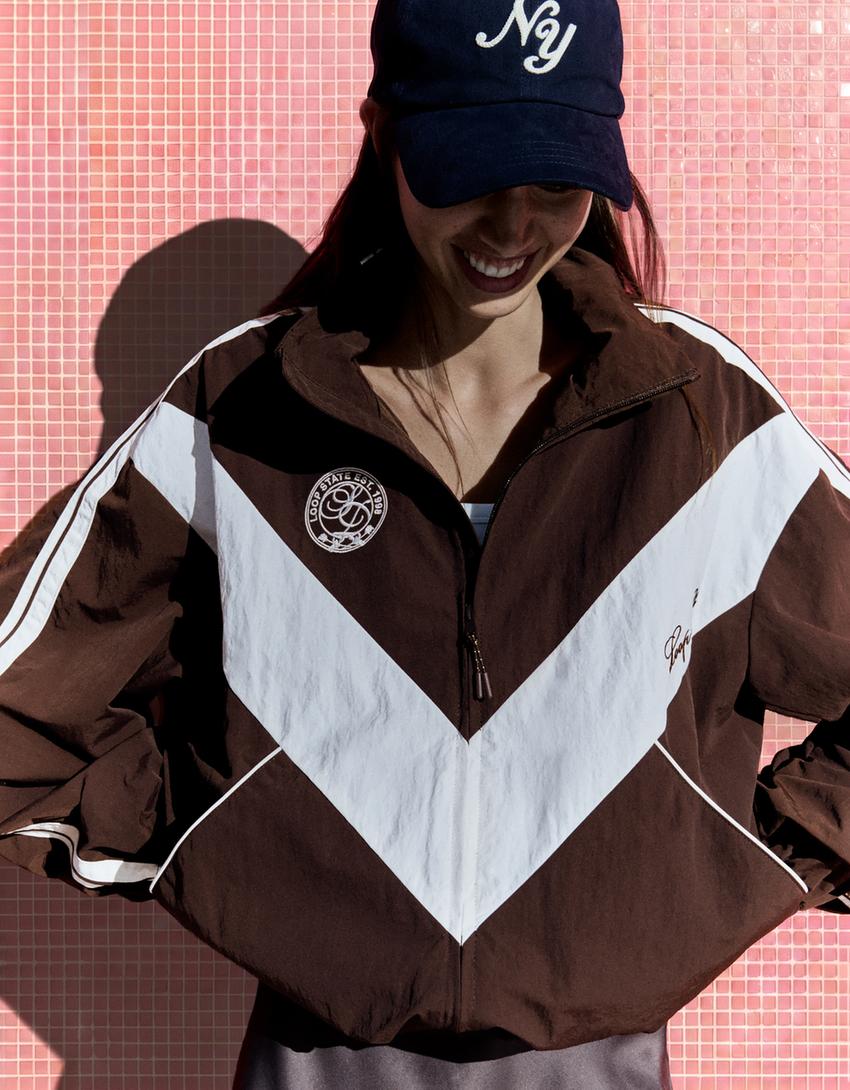 Lightweight embroidered jacket-Brown