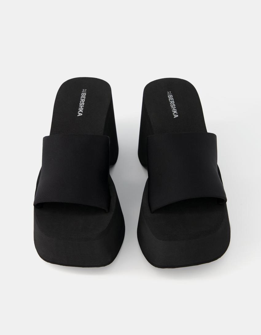 Platform mule sandals-BLACK