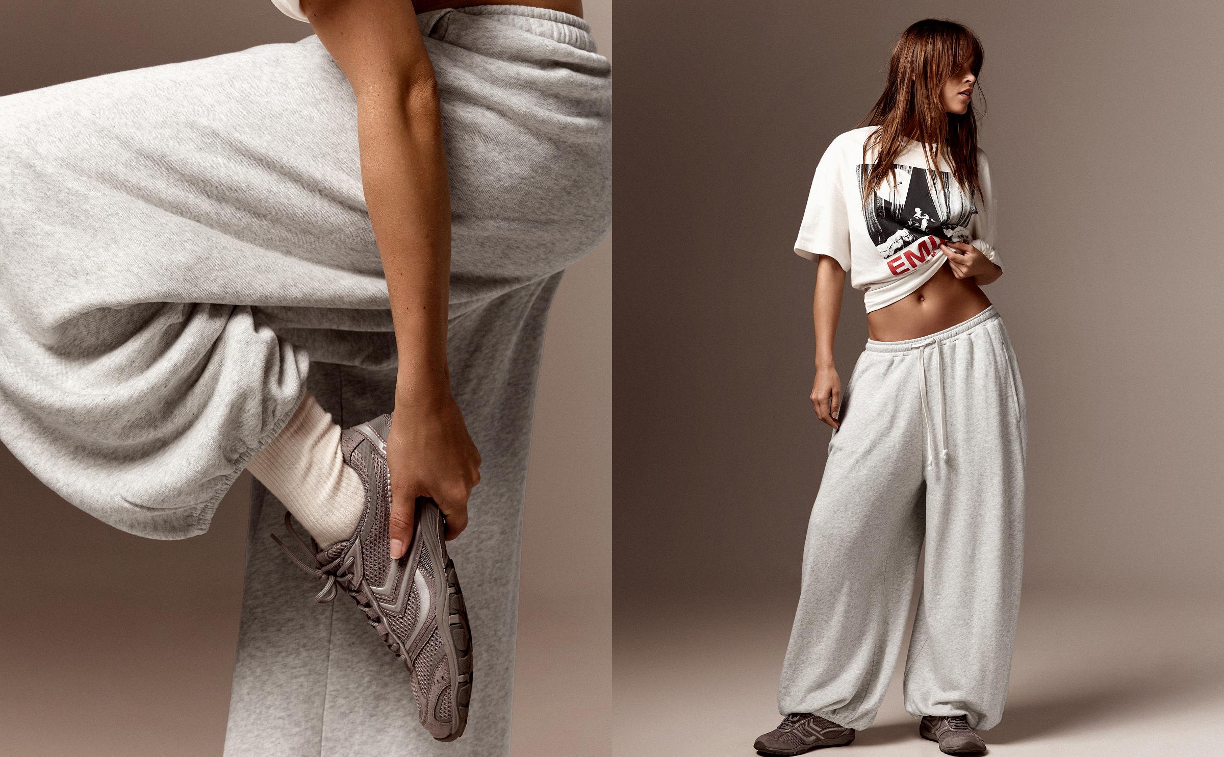 Balloon fit plush dancer trousers — Grey