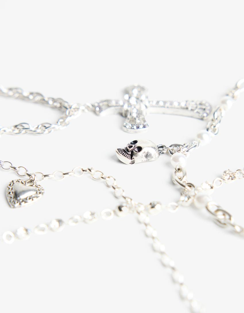 Lot de 4 colliers à pendentifs-Argent