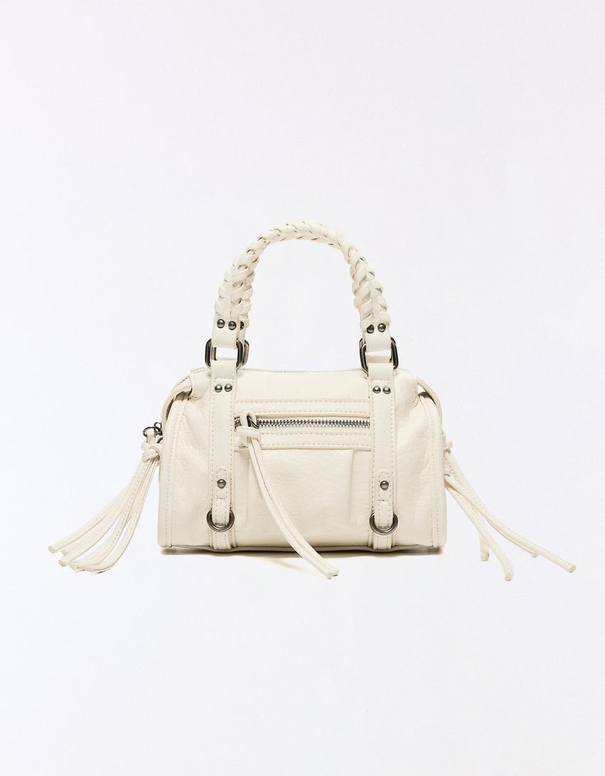 Geantă mini bowling-Alb murdar