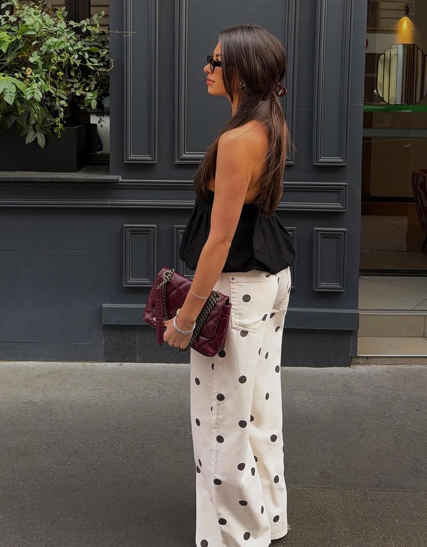 Halter top with balloon effect-Black