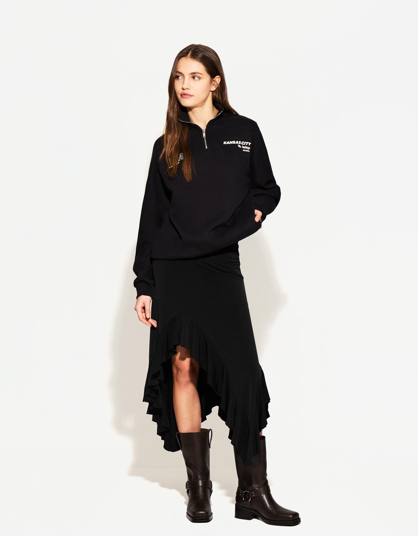 Bershka Midirock Mit Volants Damen S Schwarz günstig online kaufen