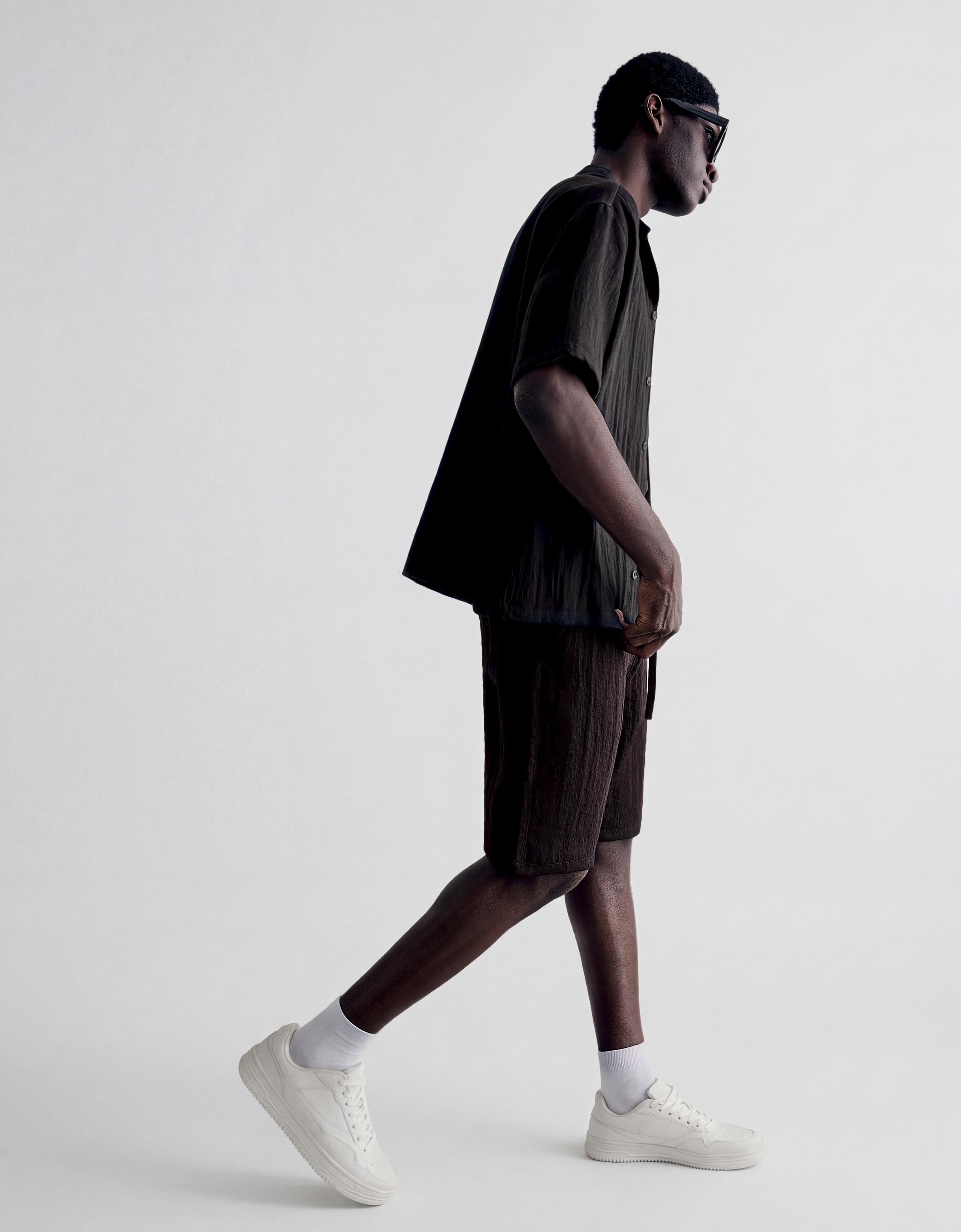 Rustic jogger Bermuda shorts — Black