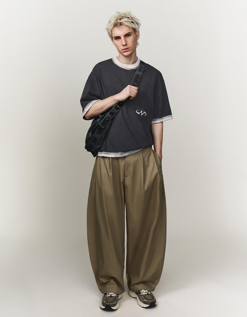 Boxy print T-shirt-Dark grey