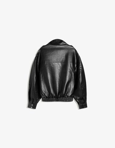 Leather effect funnel neck jacket — Black 6