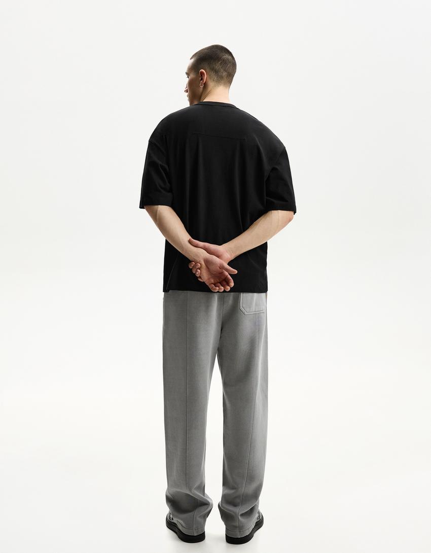 Rövid ujjú oversize póló-Fekete-1