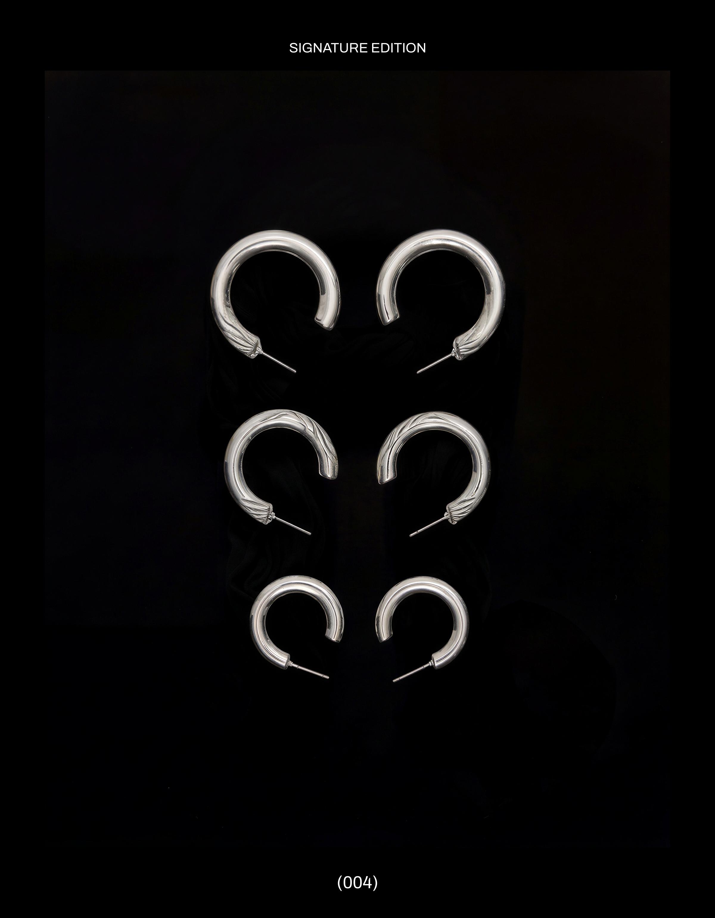 Pack of 3 mixed-size hoop earrings — Silver