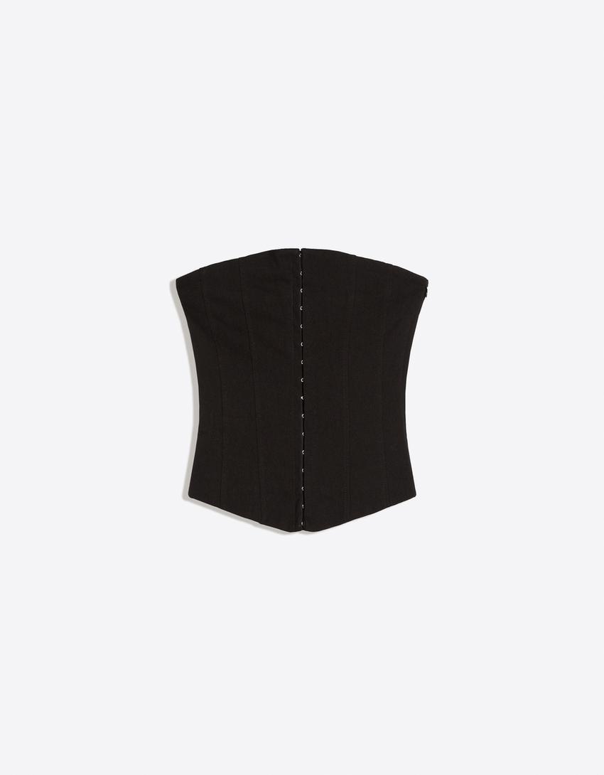 Korse bandeau top-Siyah