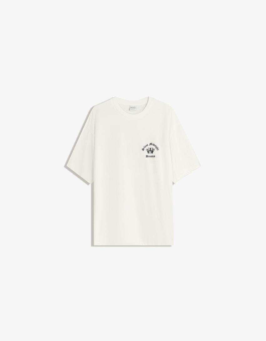 Short sleeve T-shirt with print-Off white-4