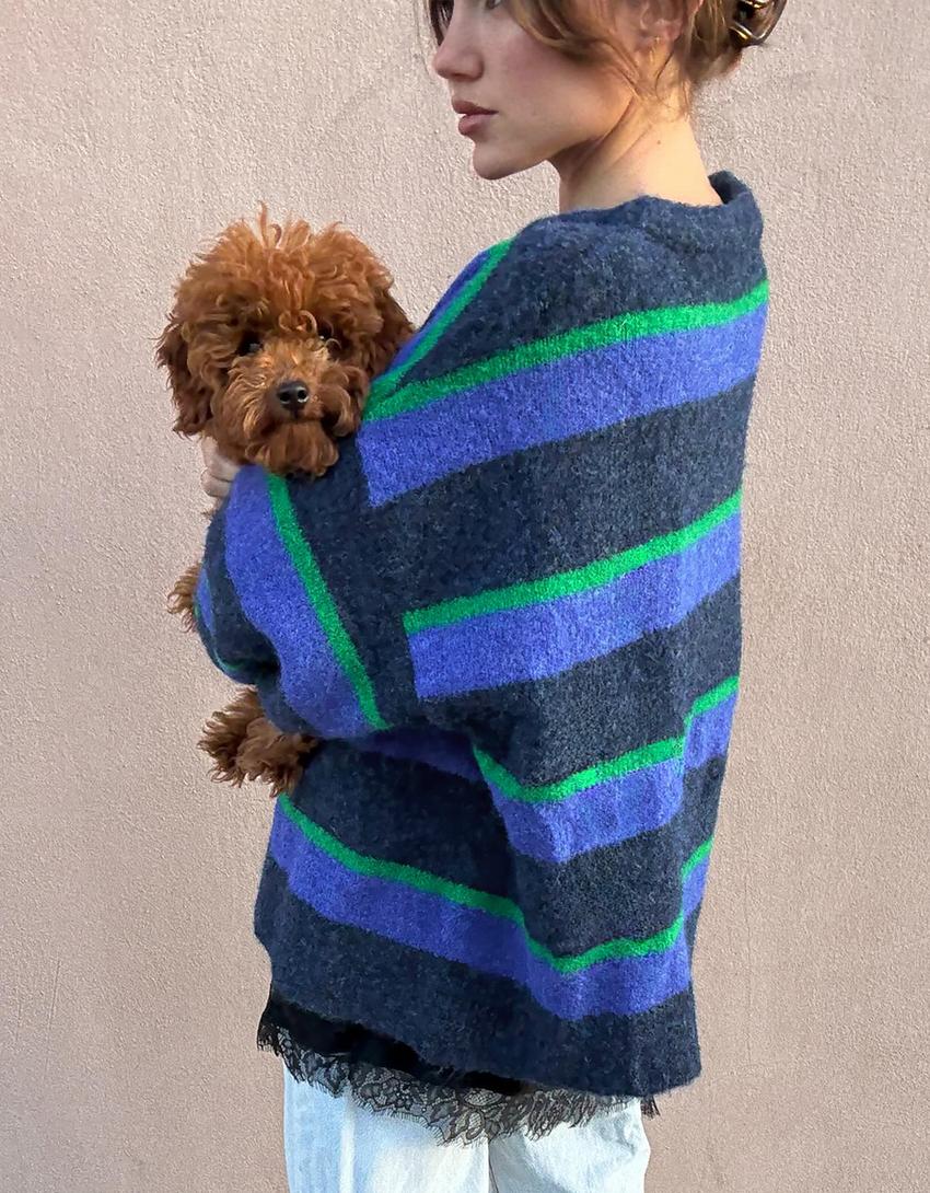 Multi-stripe sweater-Blue