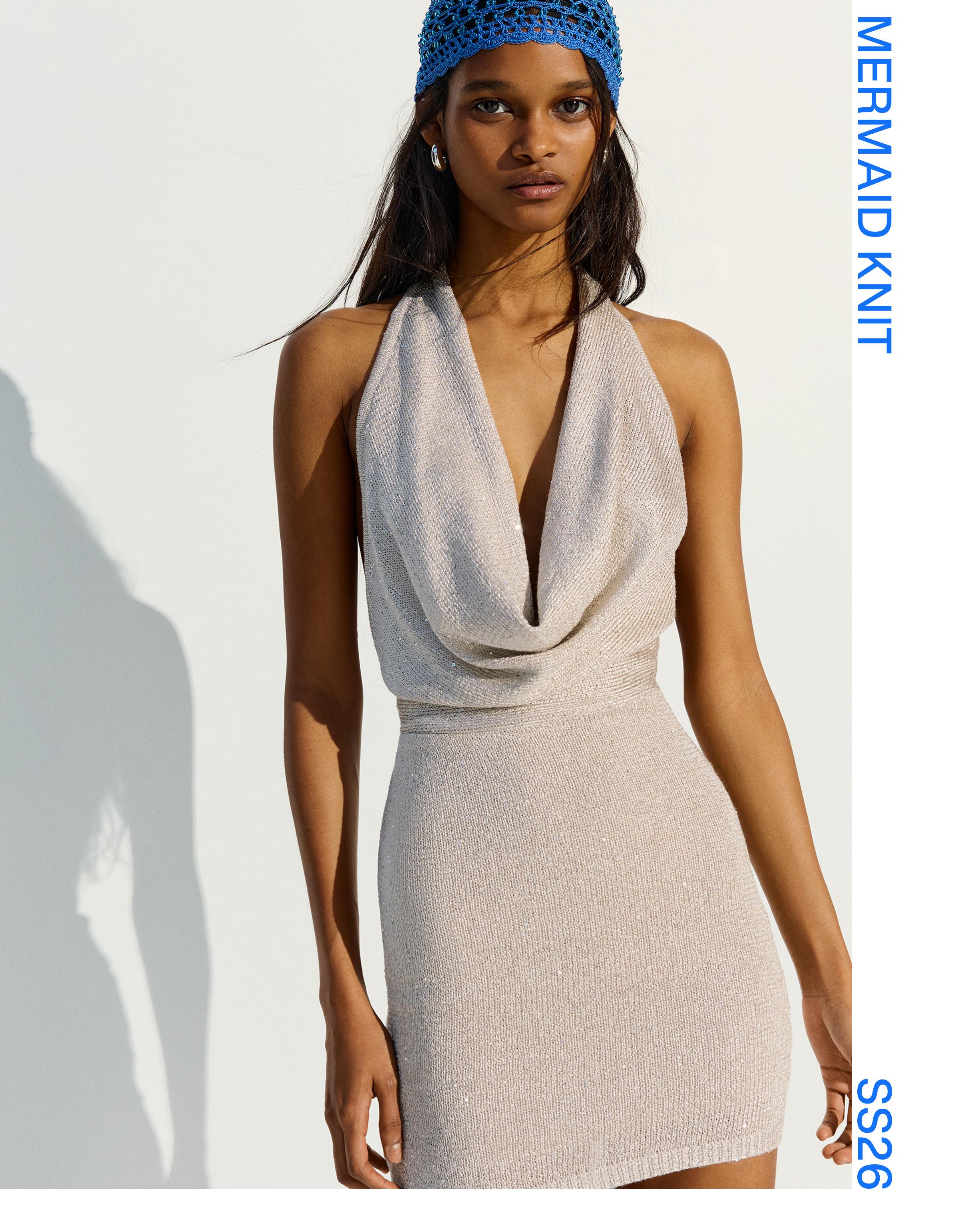 Halter sequin mini dress — Silver