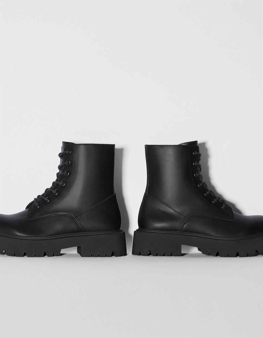 Bottines plates à lacets-Noir-3