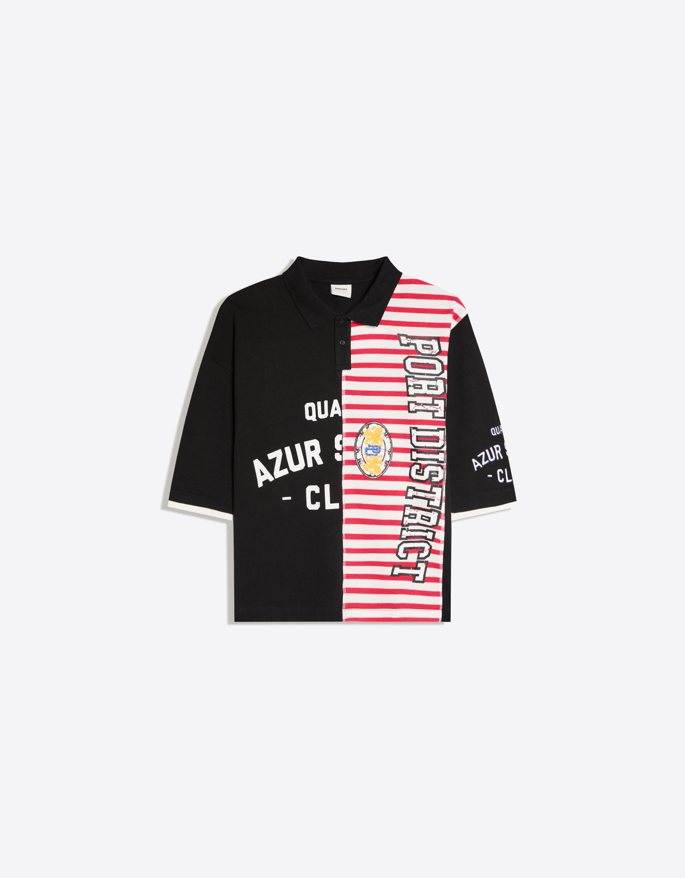 Short sleeve print polo shirt — Black