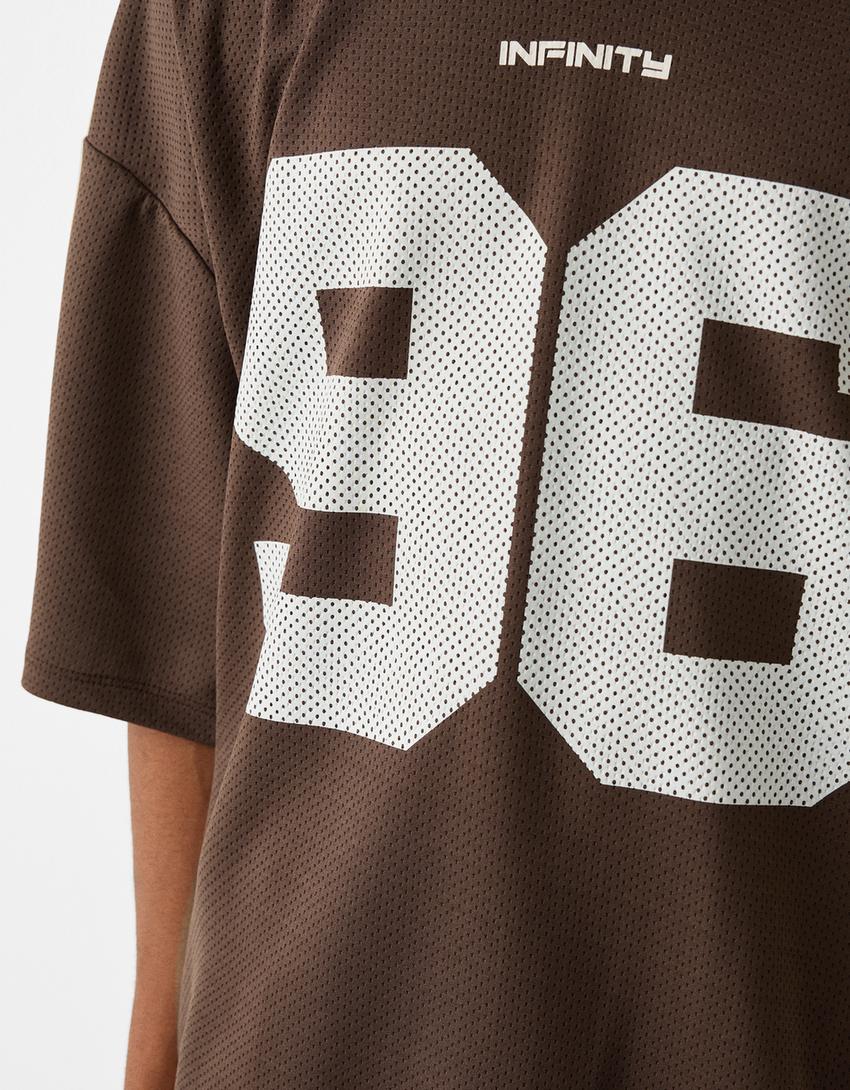 T-shirt manches courtes extra loose imprimé-Marron-5