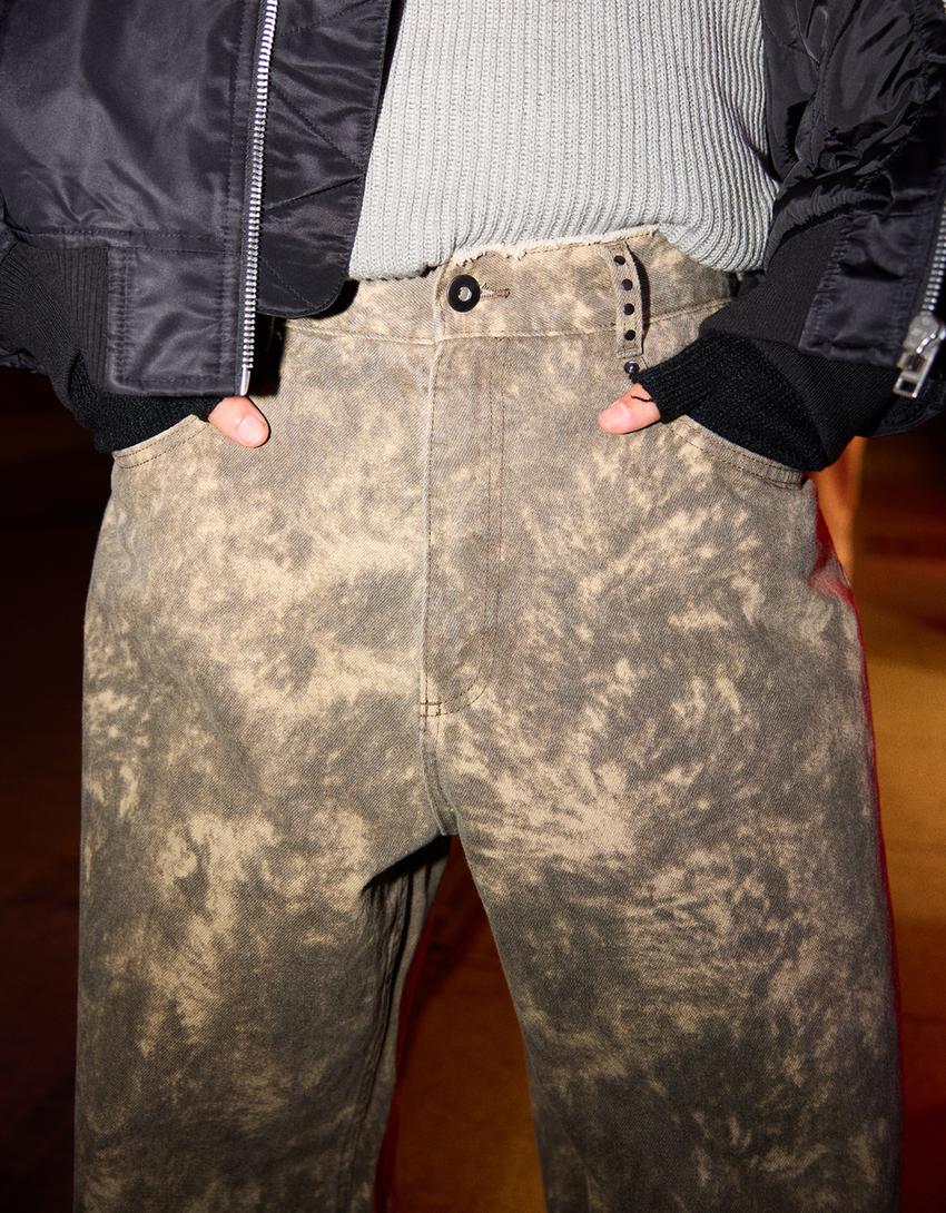 Studded print trousers-Brown