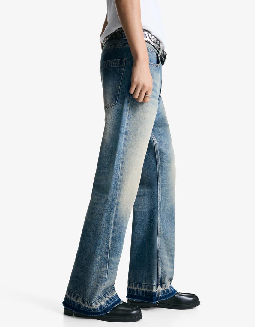 Jeans baggy flare-Azul lavado