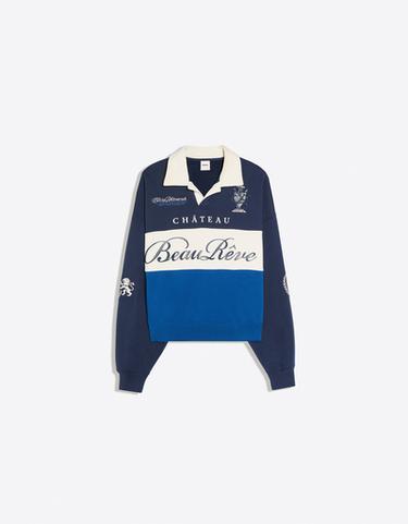 Contrast collar print polo shirt — Blue 6