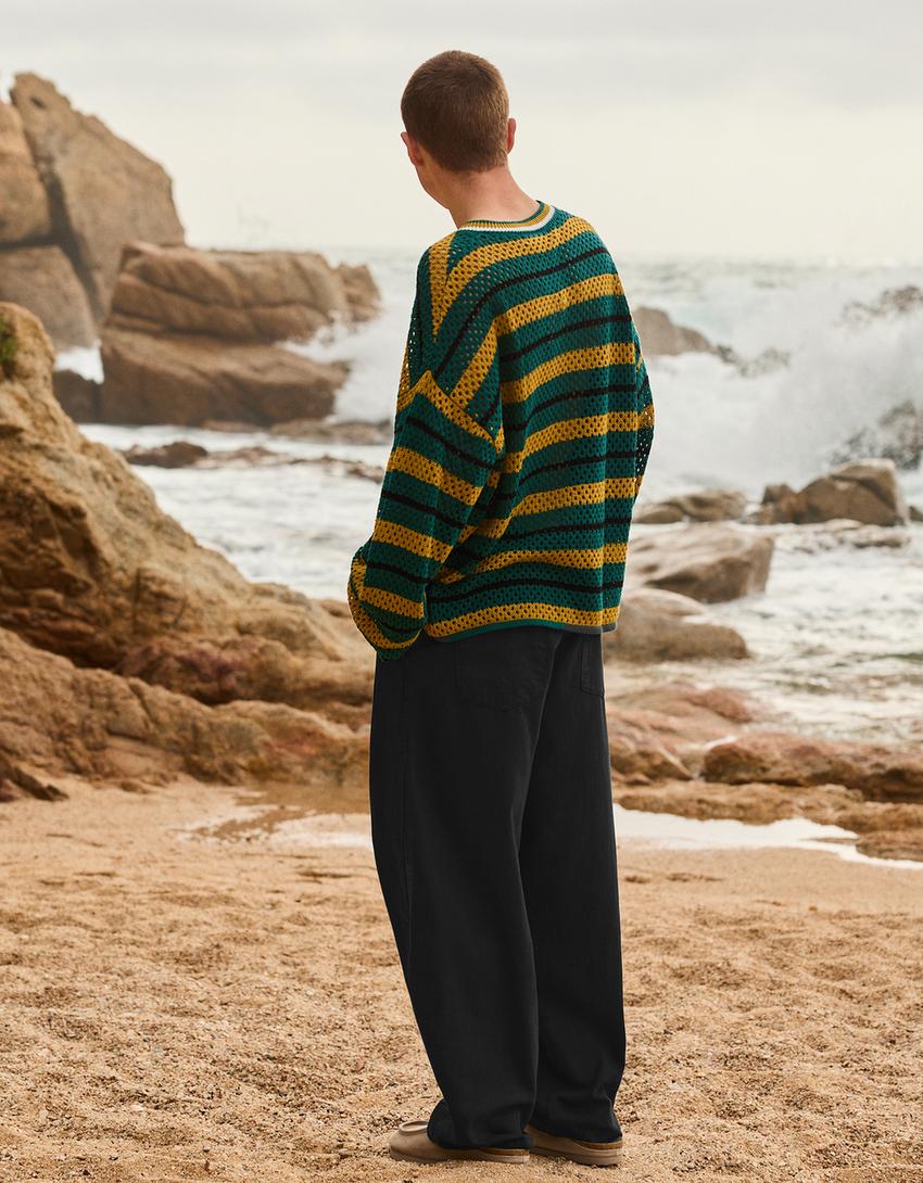 Super baggy linen trousers-Black